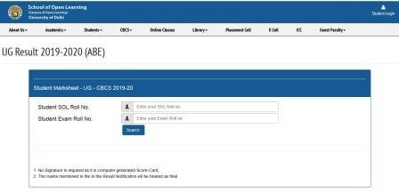 Students can See DU SOL result 2020 like this