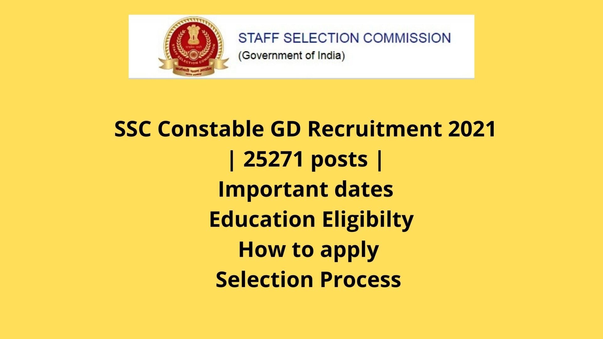 SSC Constable GD Recruitment 2021 SSC Male Constable Jobs 2021