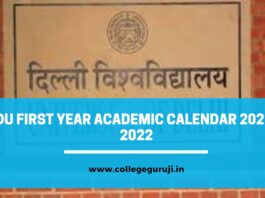 DU First Year Academic Calendar 2021-2022