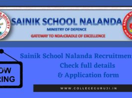 Sainik School Nalanda Recruitment 2022