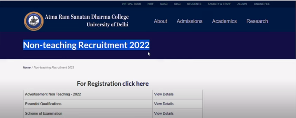 ARSD College Recruitment 2022 | ARSD College Non teaching Recruitment 2022