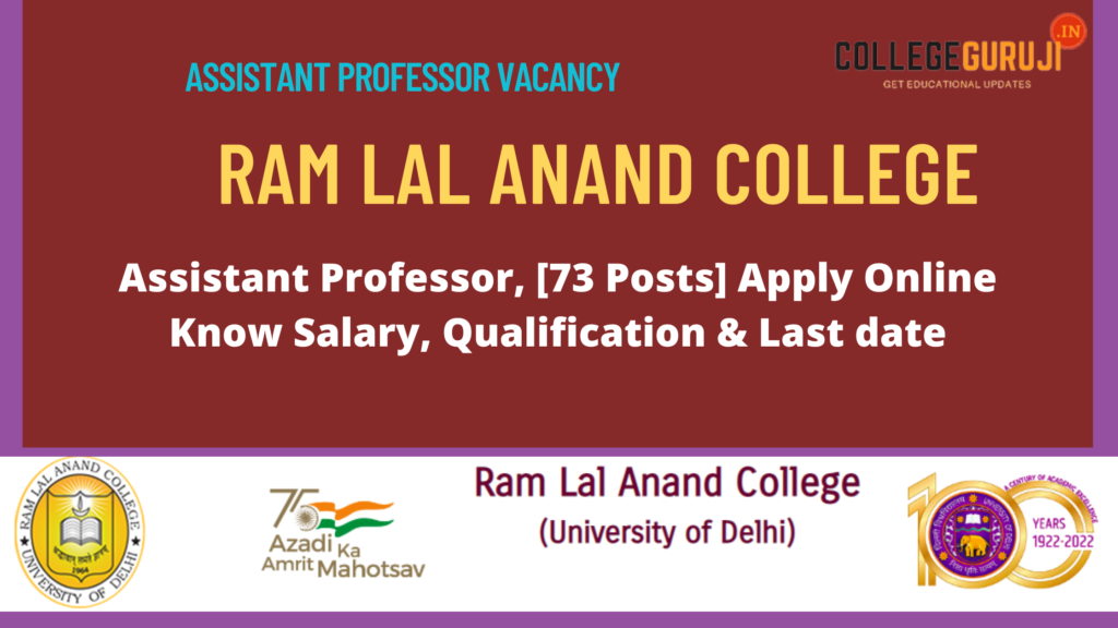 Ram lal Anand College Recruitment 2022 for Assistant Professor, [73